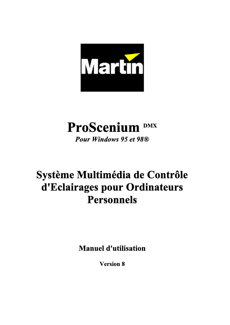 Page 1 de la notice Manuel utilisateur Martin ProScenium DMX