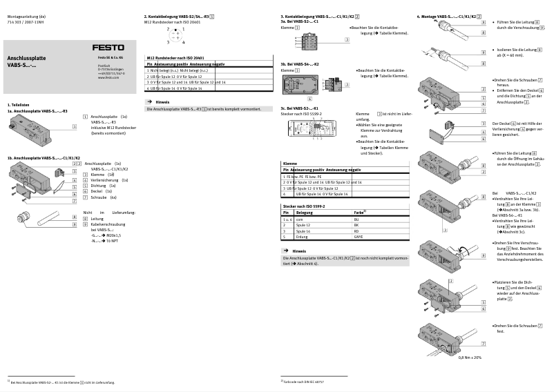 Page 1 de la notice Manuel utilisateur Festo VABS-S2-2S-N12-K1