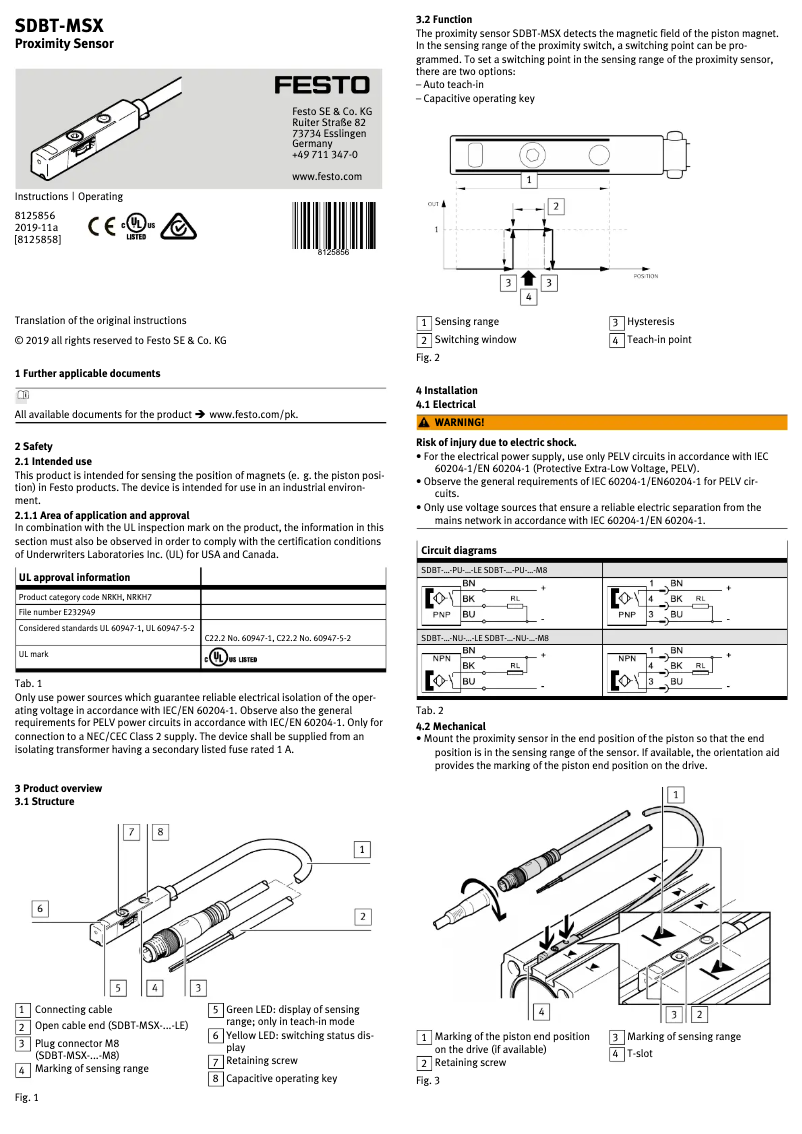 Page 1 de la notice Manuel utilisateur Festo SDBT-MSX-1L-NU-E-2.5-N-LE