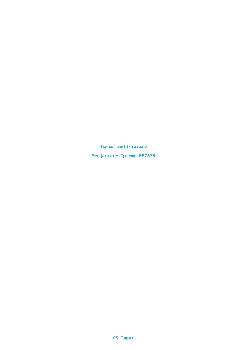 Page 1 de la notice Manuel utilisateur Optoma EP783S