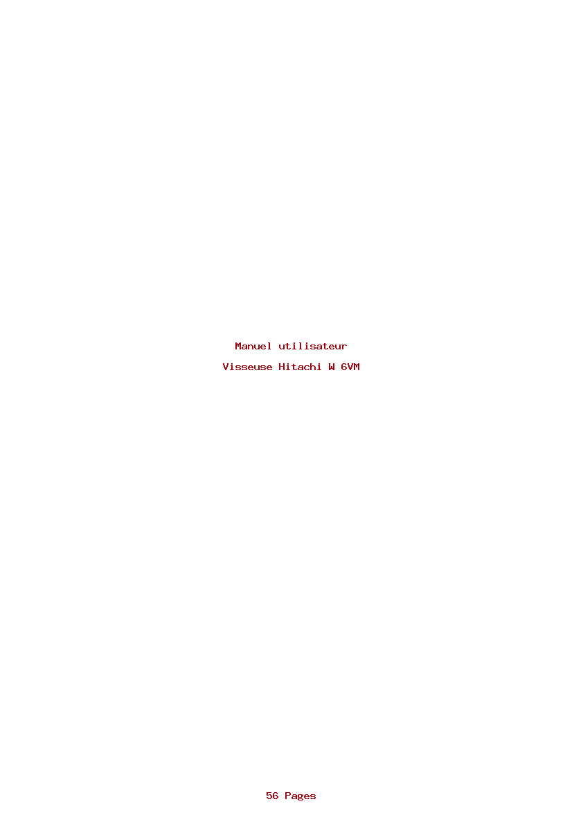 Page 1 de la notice Manuel utilisateur Hitachi W 6VM