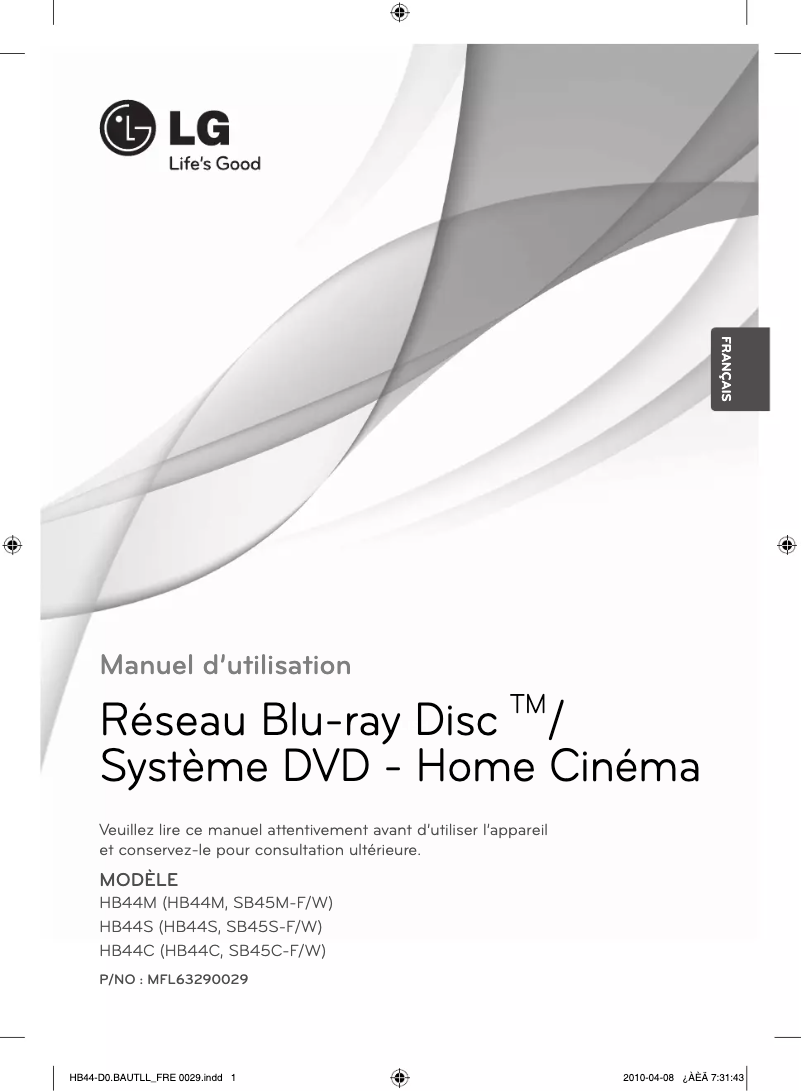 Page 1 de la notice Manuel utilisateur LG HB44S