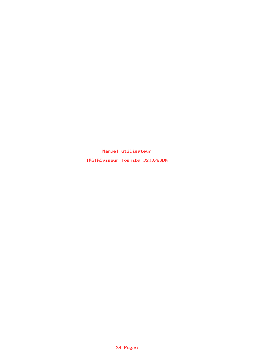 Page 1 de la notice Manuel utilisateur Toshiba 32W3763DA