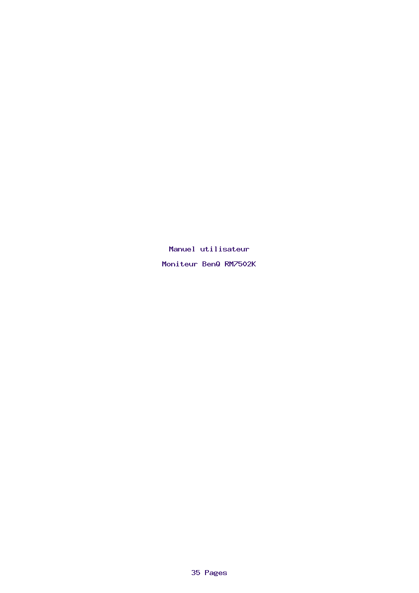 Page 1 de la notice Manuel utilisateur BenQ RM7502K