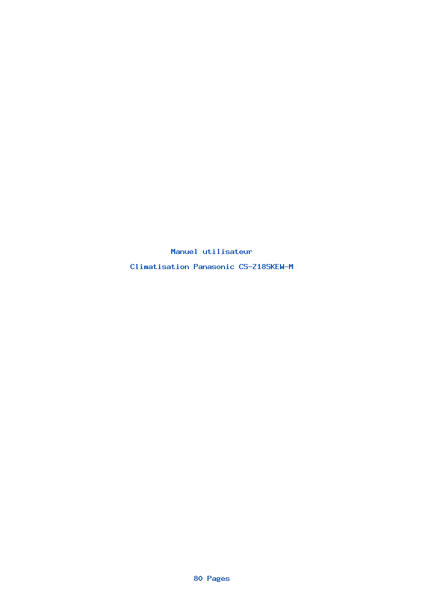 Page 1 de la notice Manuel utilisateur Panasonic CS-Z18SKEW-M
