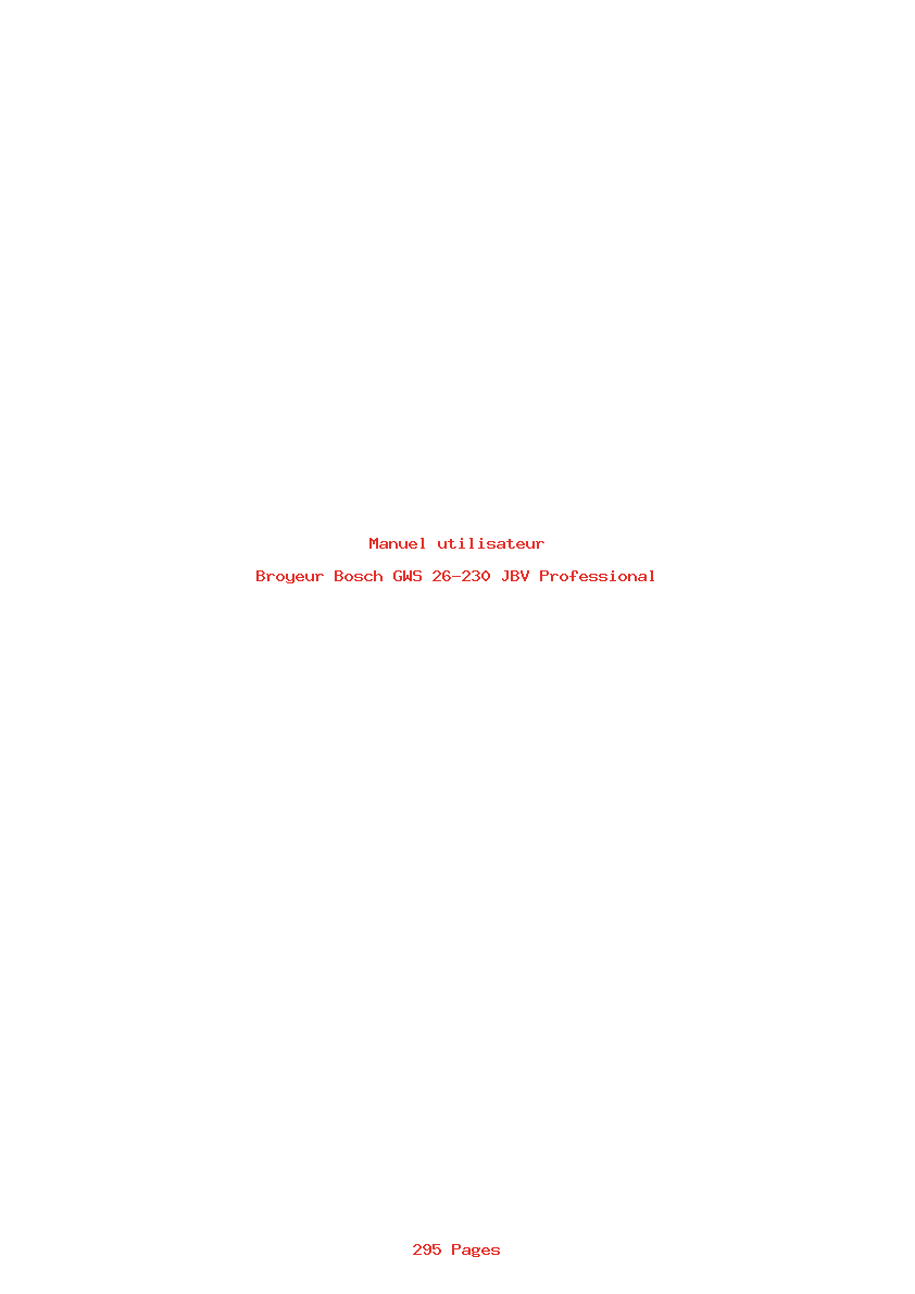 Page 1 de la notice Manuel utilisateur Bosch GWS 26-230 JBV Professional