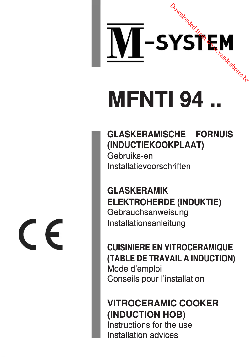 Page 1 de la notice Manuel utilisateur M-System MFNTI94IX
