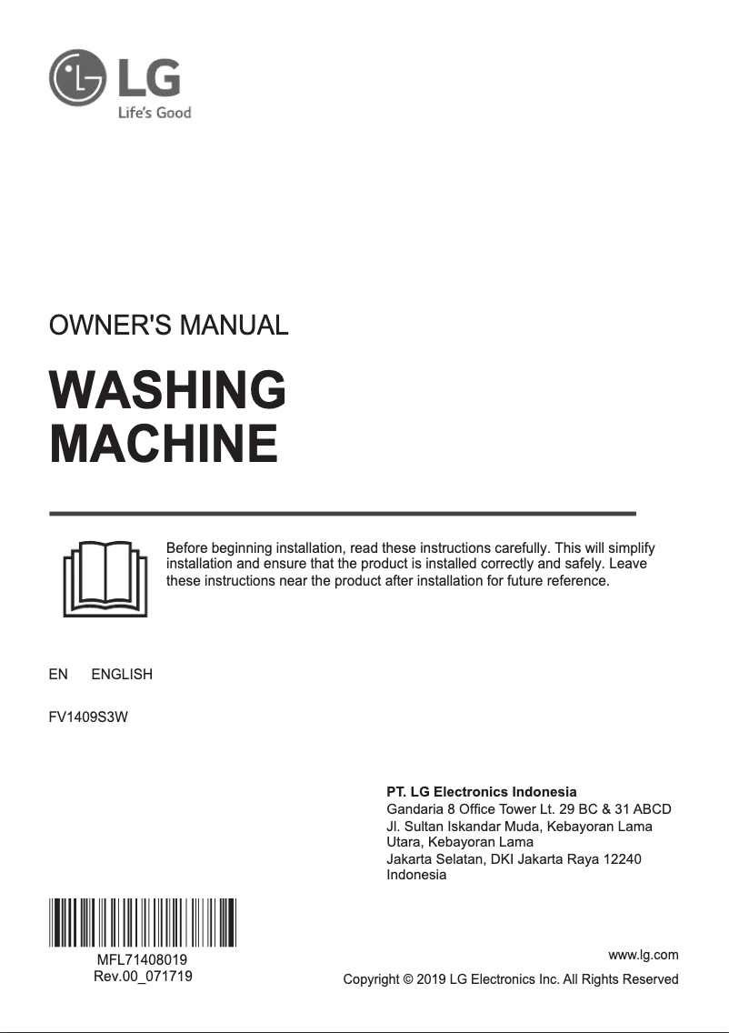 Página 1 del manual Manual de usuario LG FV1409S3W