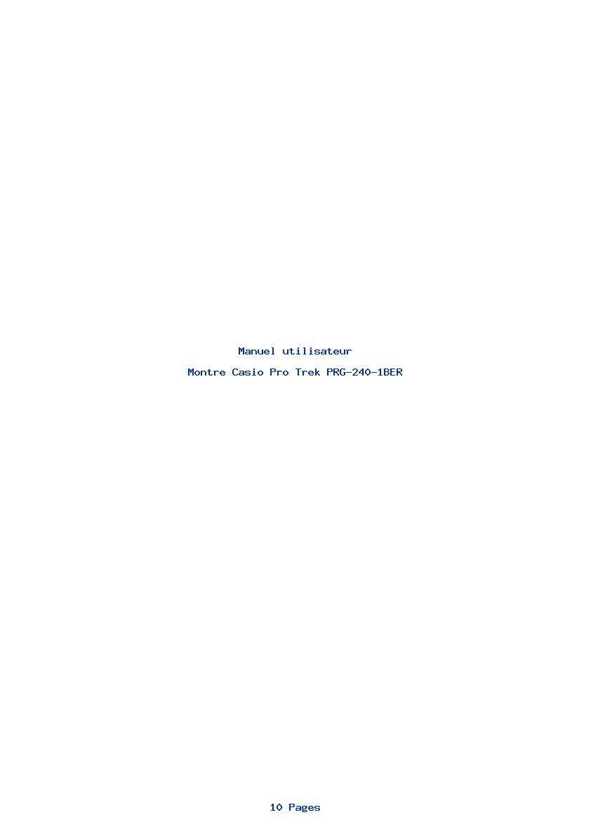 Page 1 de la notice Manuel utilisateur Casio Pro Trek PRG-240-1BER