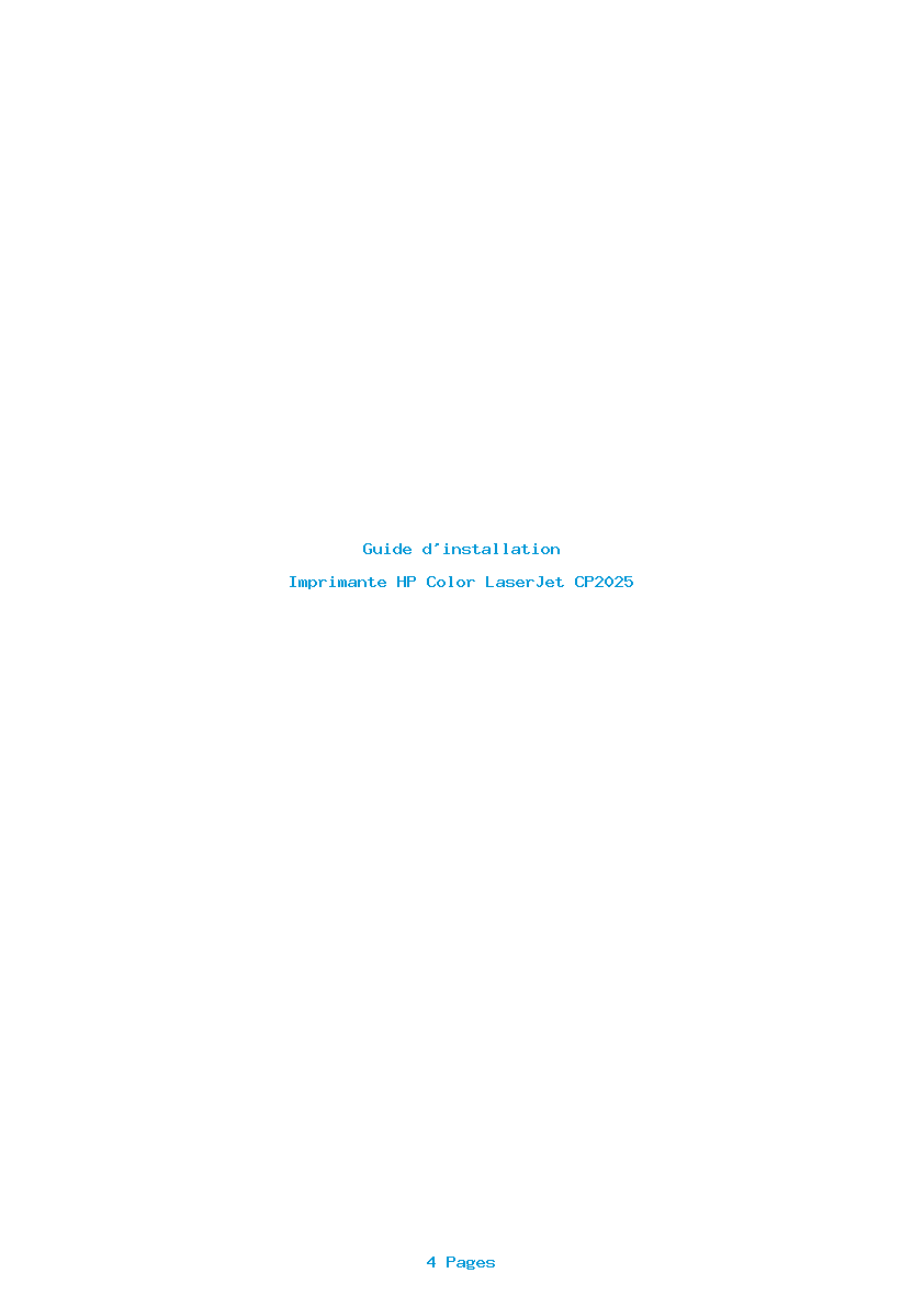 Page 1 de la notice Guide d'installation HP Color LaserJet CP2025
