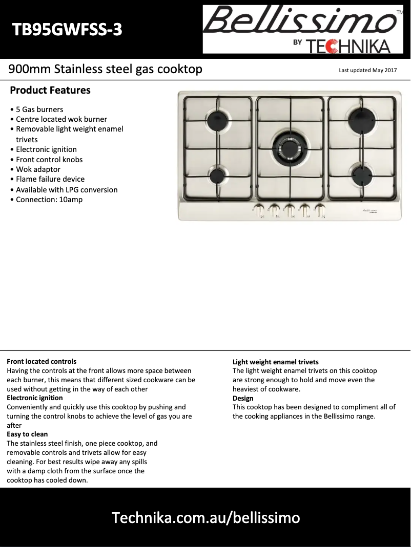 Page 1 of the manual Technical Sheet Technika TB95GWFSS-3