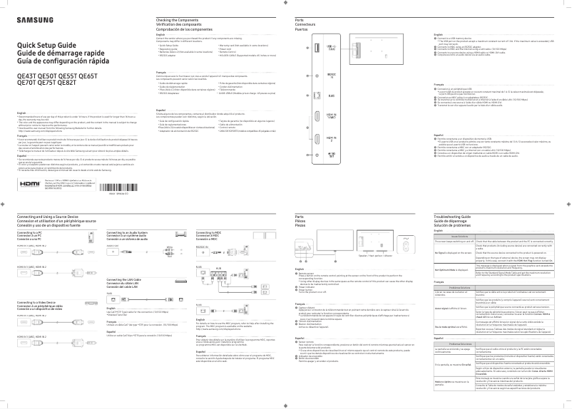 Page 1 de la notice Manuel utilisateur Samsung QE55T
