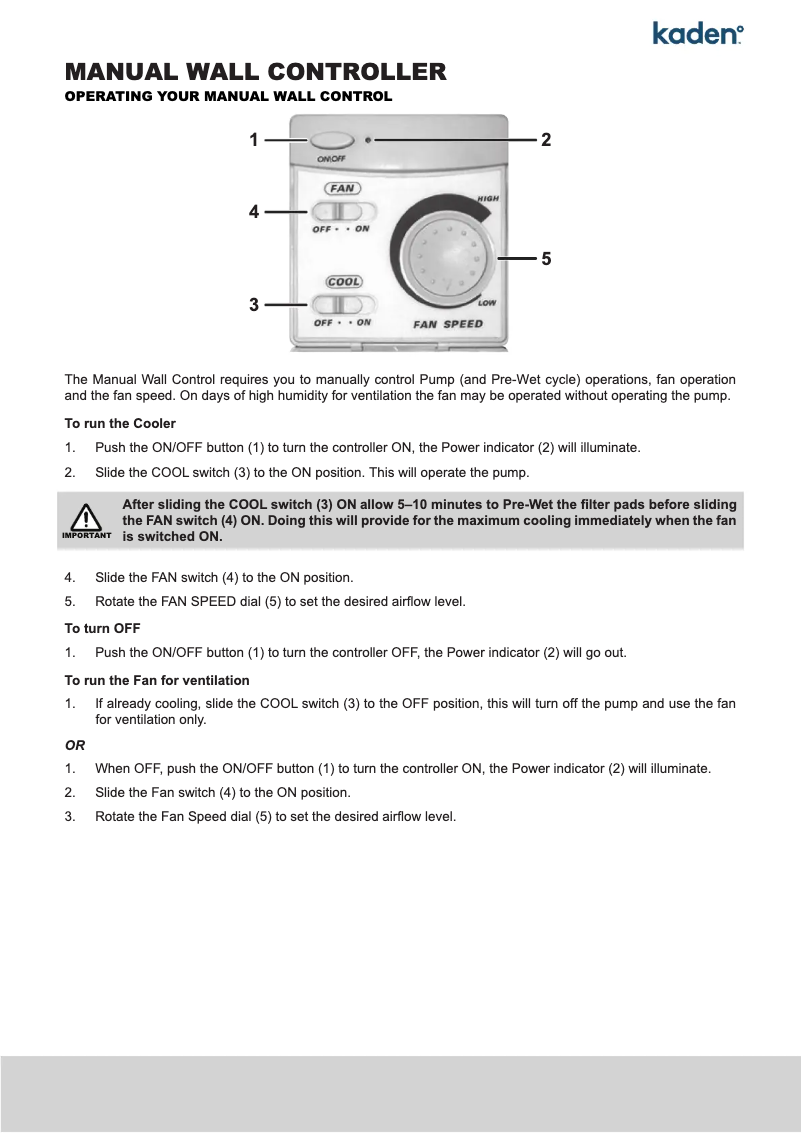 Page 1 of the manual User Manual Kaden KL25