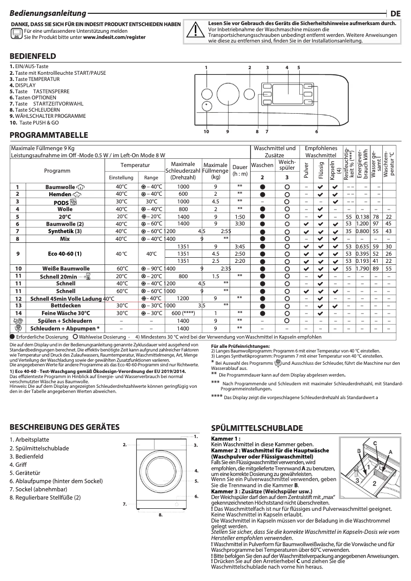 Image de la première page du manuel de l'appareil BWEBE 91498X WKV