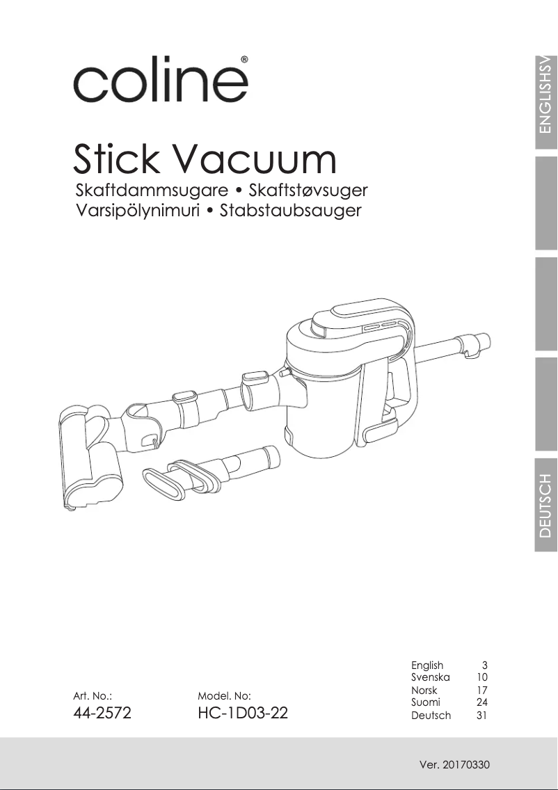 Página 1 del manual Manual de usuario Coline HC-1D03-22