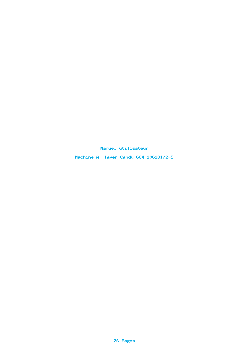 Page 1 de la notice Manuel utilisateur Candy GC4 1061D1/2-S