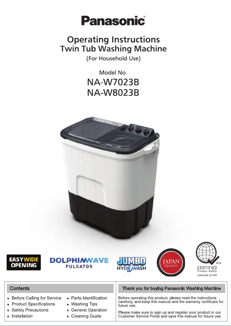 Page 1 de la notice Manuel utilisateur Panasonic NA-W8023B