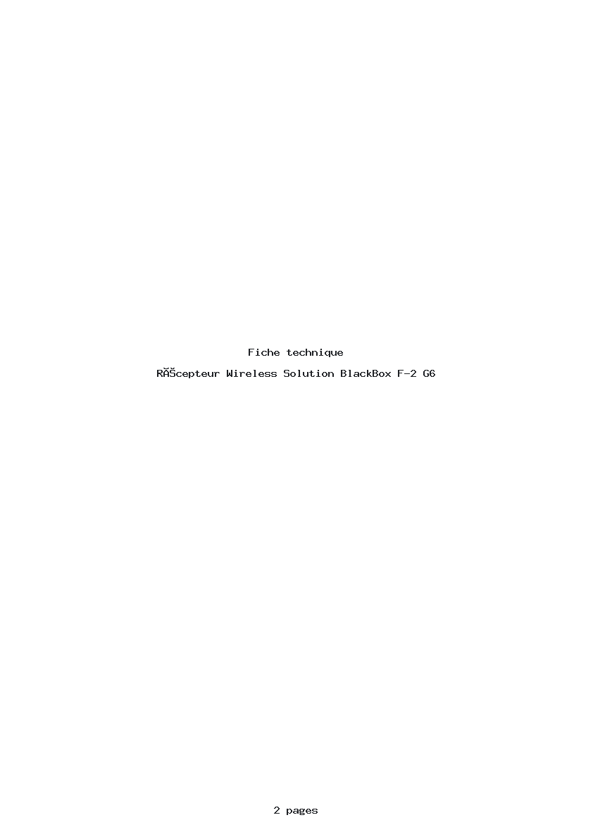 Page 1 de la notice Fiche technique Wireless Solution BlackBox F-2 G6