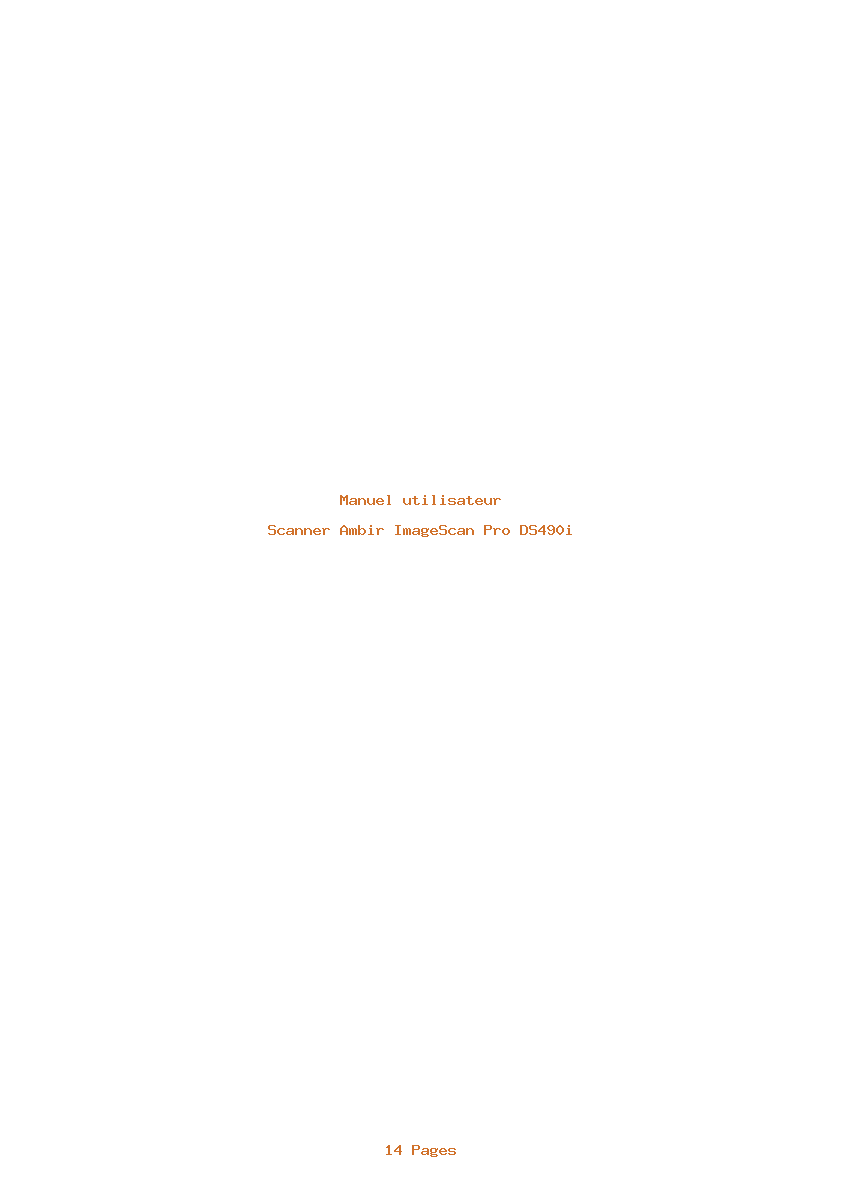 Page 1 de la notice Manuel utilisateur Ambir ImageScan Pro DS490i
