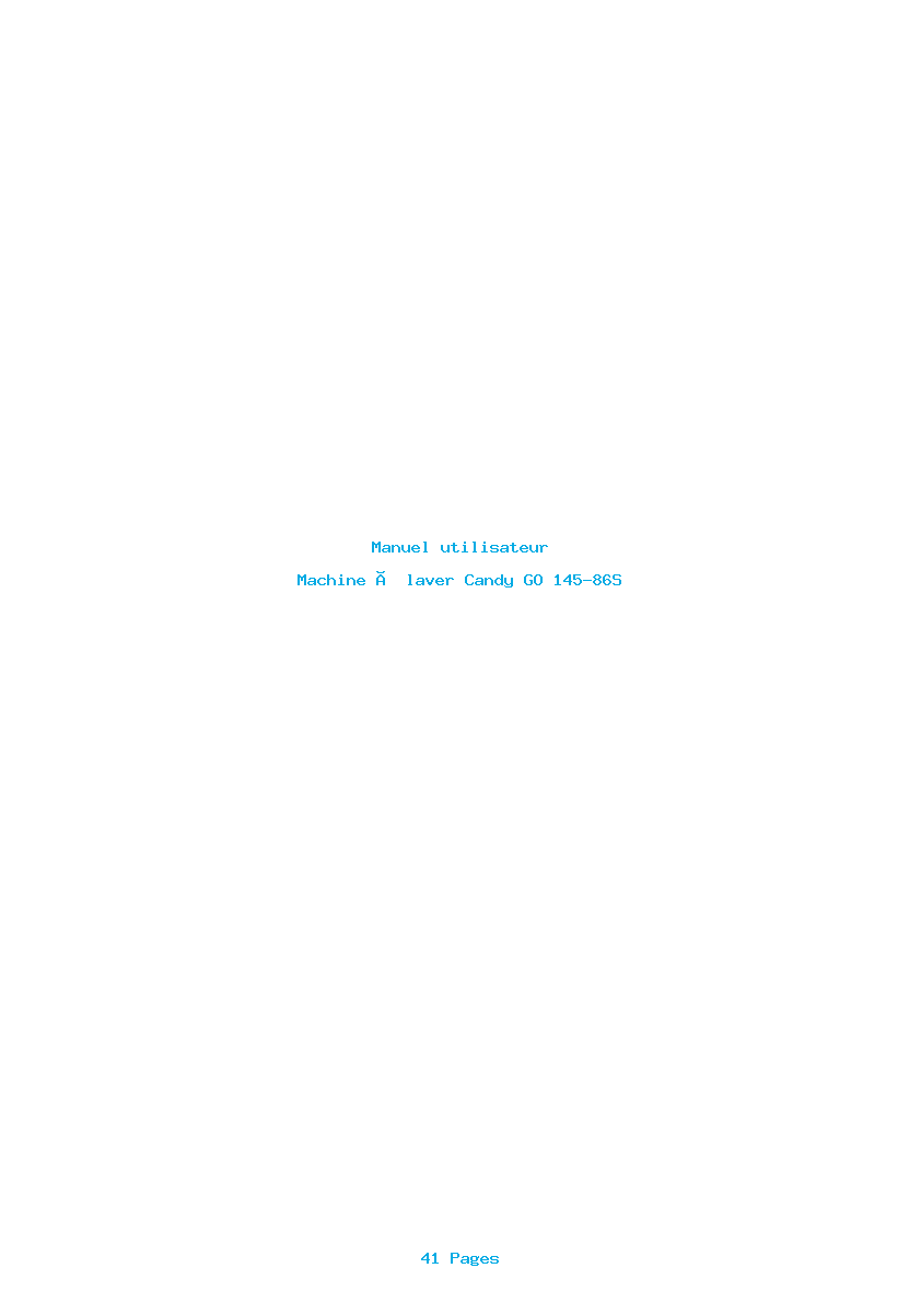Page 1 de la notice Manuel utilisateur Candy GO 145-86S