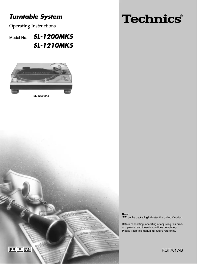 Image de la première page du manuel de l'appareil SL-1200MK5EB