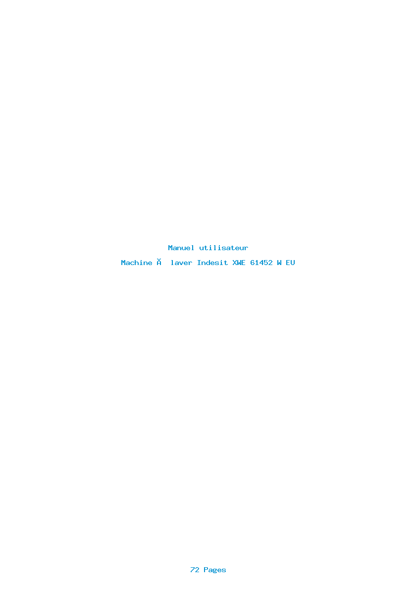 Page 1 de la notice Manuel utilisateur Indesit XWE 61452 W EU
