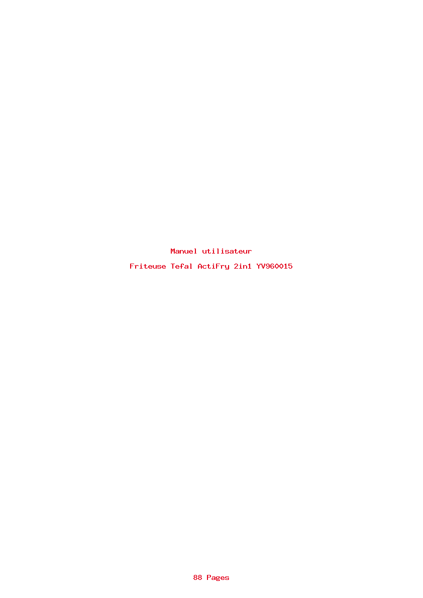 Page 1 de la notice Manuel utilisateur Tefal ActiFry 2in1 YV960015