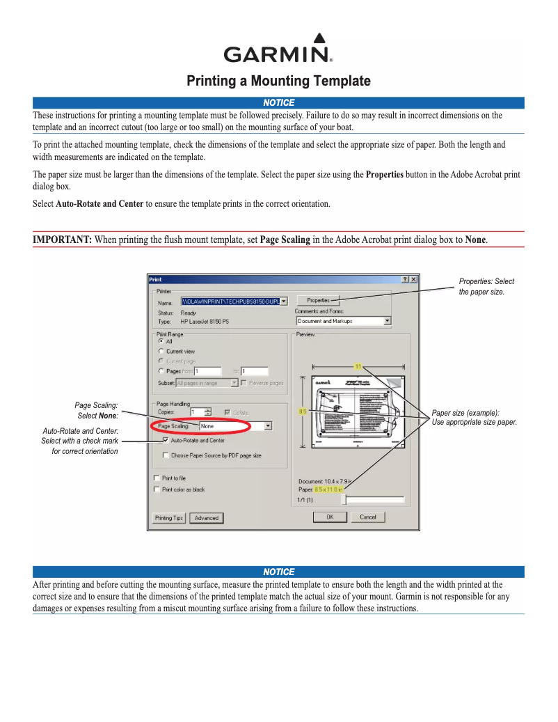 Page 1 de la notice Instructions / montage Garmin GPSMAP 8215 MFD