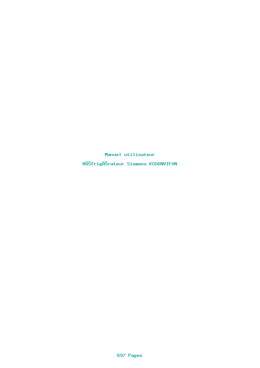Page 1 de la notice Manuel utilisateur Siemens KG56NVIF0N