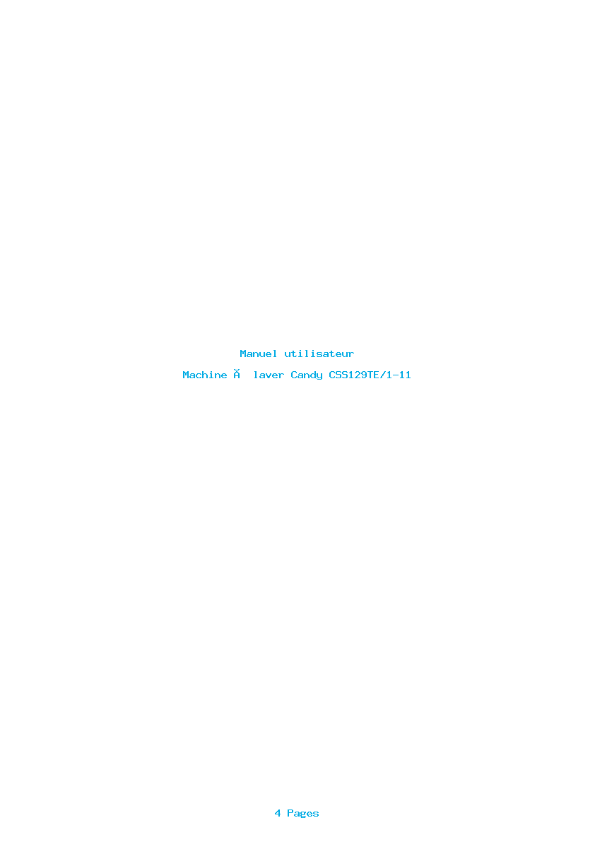 Page 1 de la notice Manuel utilisateur Candy CSS129TE/1-11
