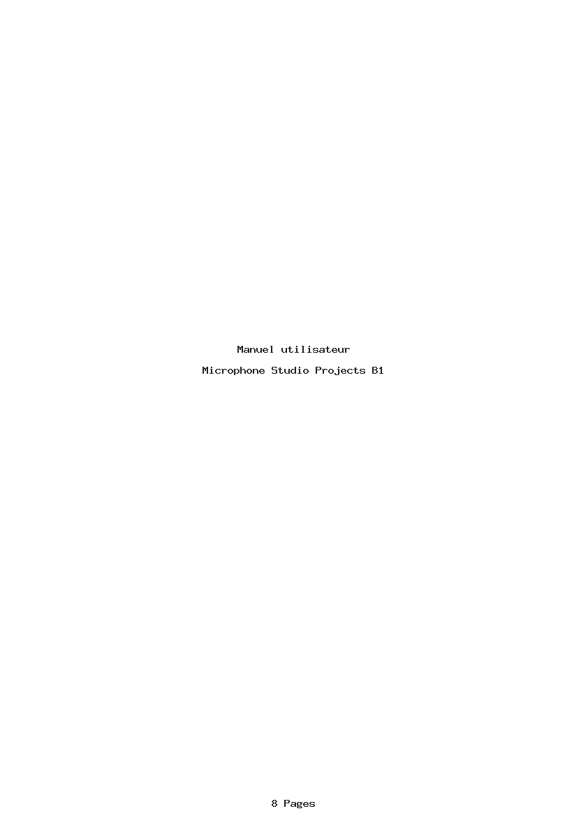 Page 1 de la notice Manuel utilisateur Studio Projects B1