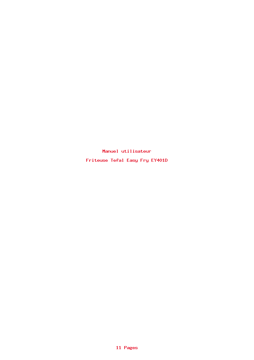 Page 1 de la notice Manuel utilisateur Tefal Easy Fry EY401D
