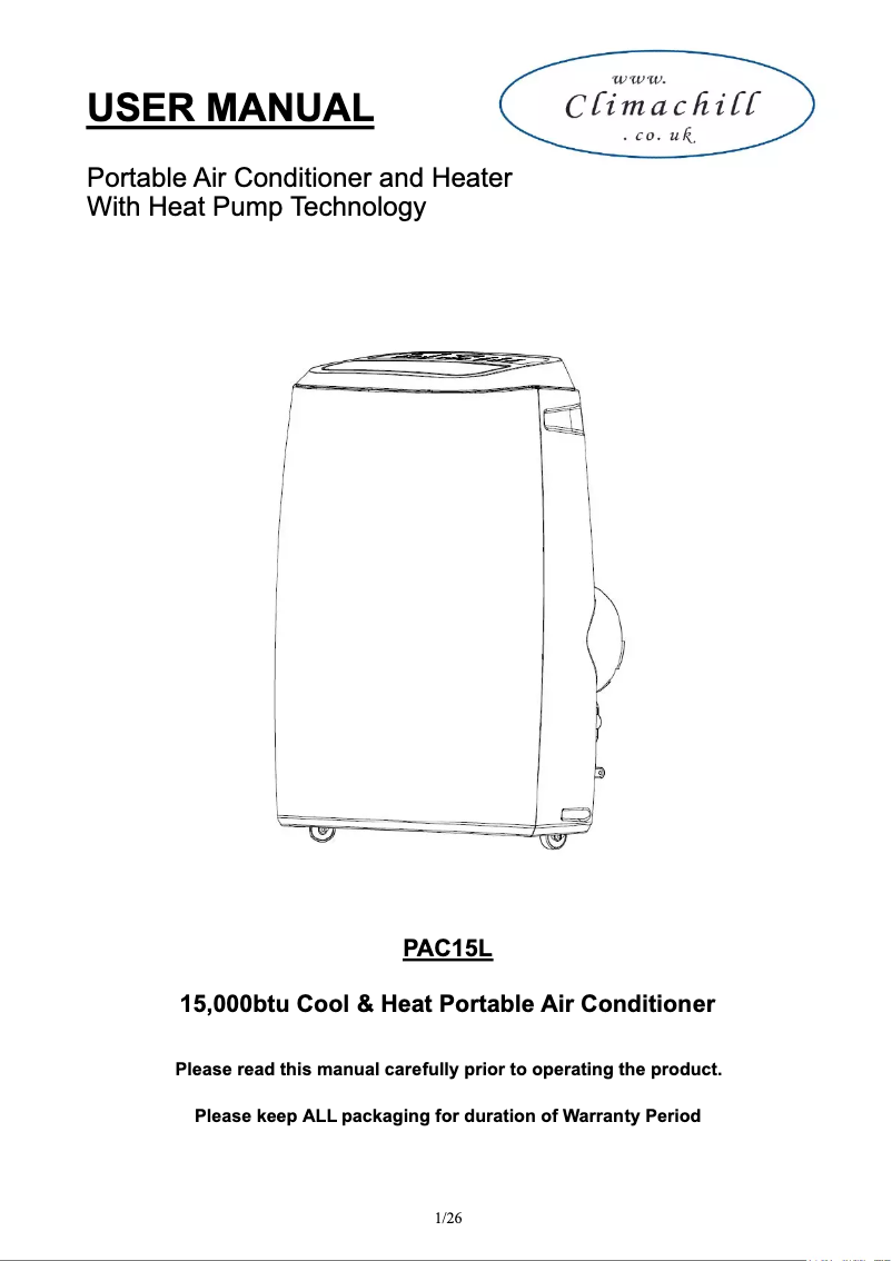 Página 1 del manual Manual de usuario Climachill PAC15L