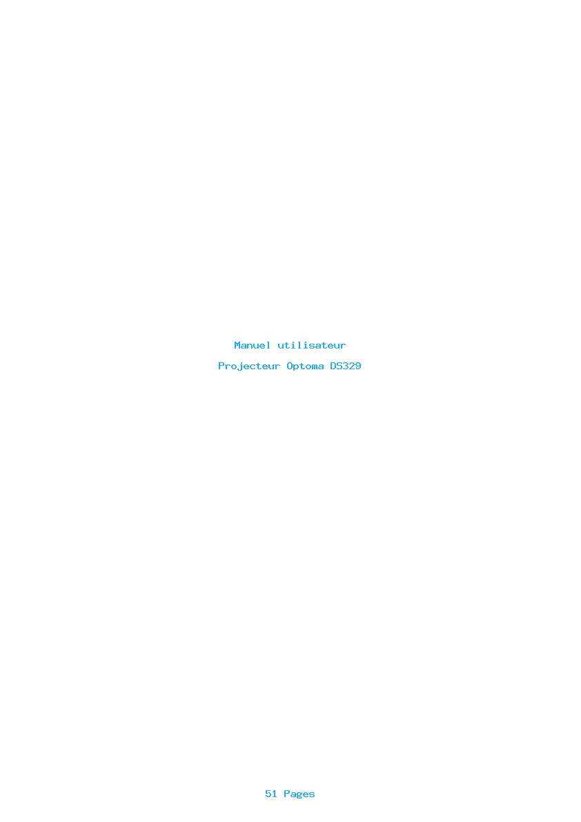 Page 1 de la notice Manuel utilisateur Optoma DS329