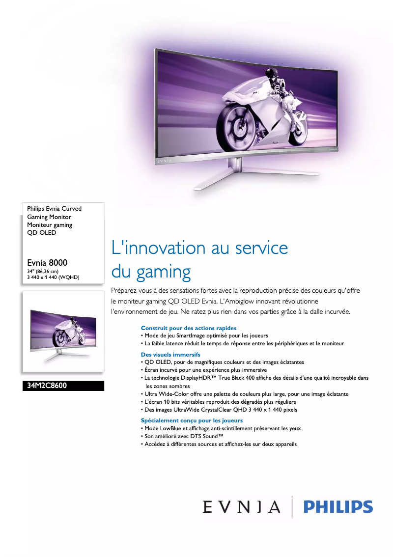 Page n°1 - Fiche technique Philips Evnia 34M2C8600