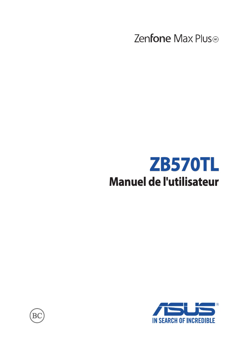 Page 1 de la notice Manuel utilisateur Asus ZenFone Max Plus M1