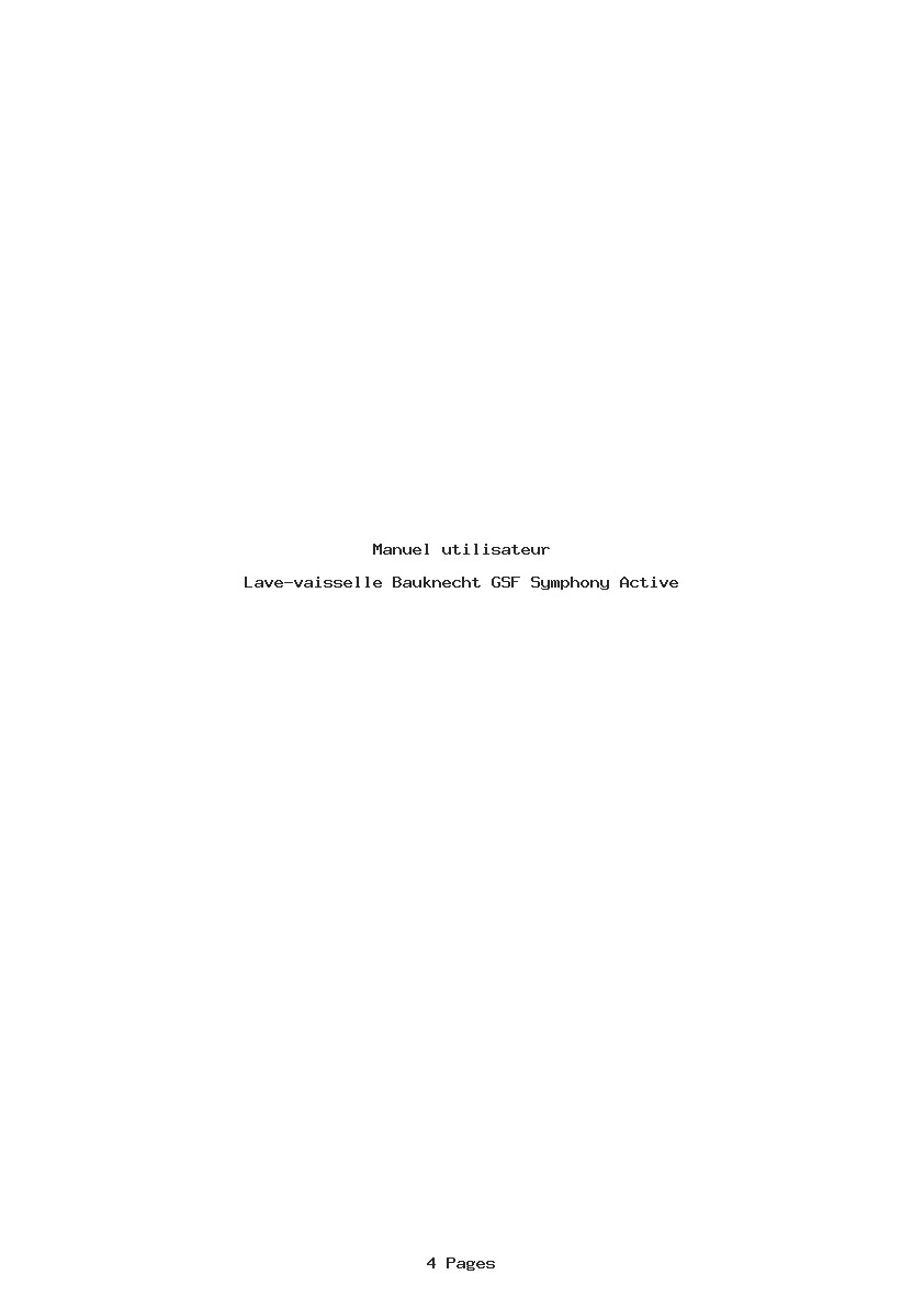 Page 1 de la notice Manuel utilisateur Bauknecht GSF Symphony Active