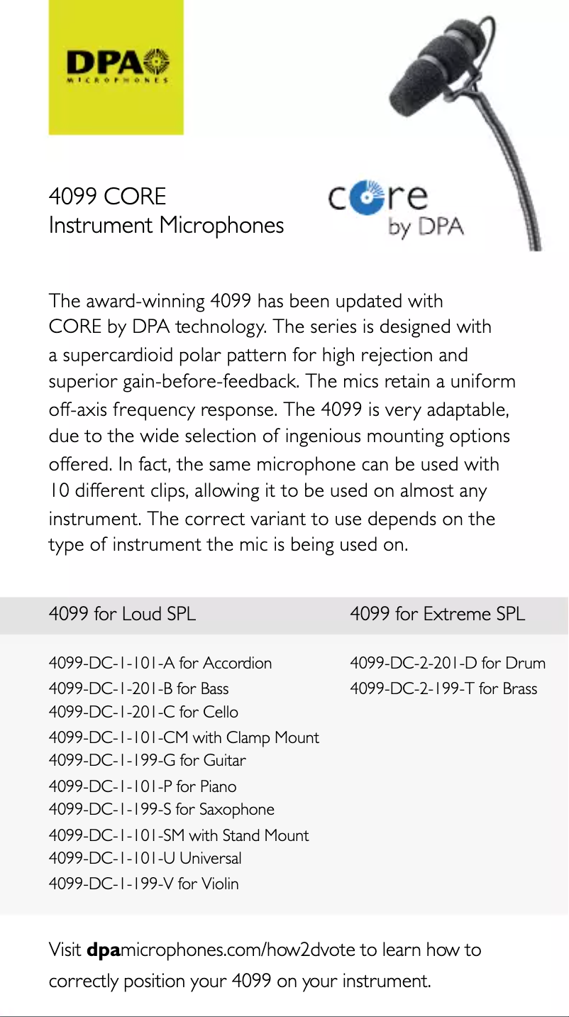 Page 1 de la notice Manuel utilisateur DPA 4099 Core