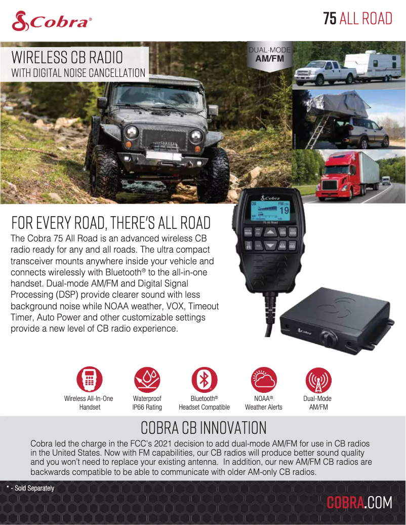 Page 1 of the manual Technical Sheet Cobra 75 All Road