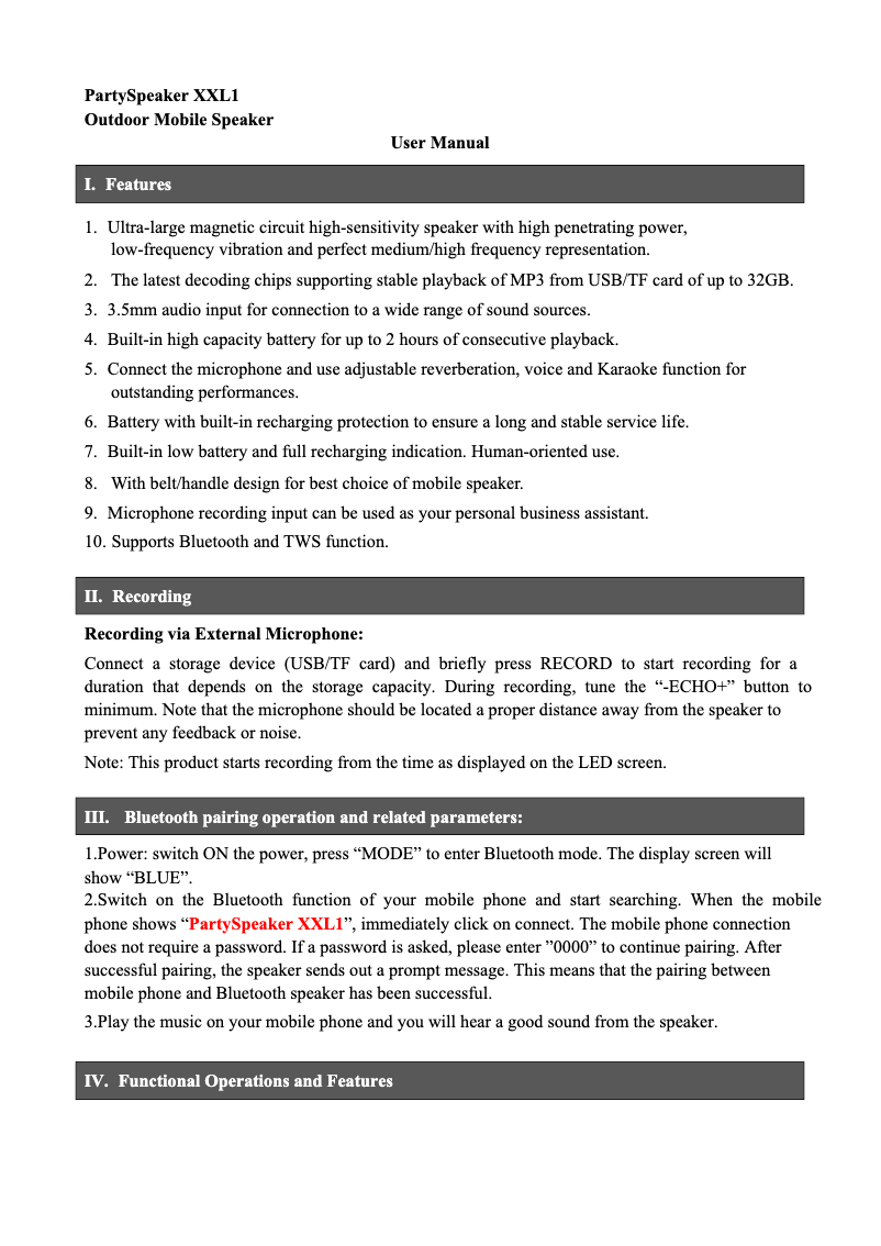Page 1 of the manual User Manual Salora XXL1