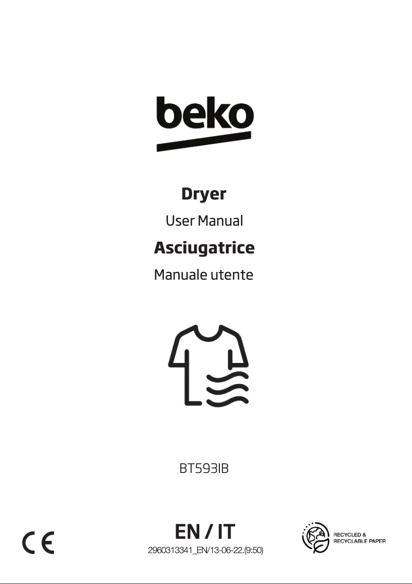 Page 1 de la notice Manuel utilisateur Beko BT593IB