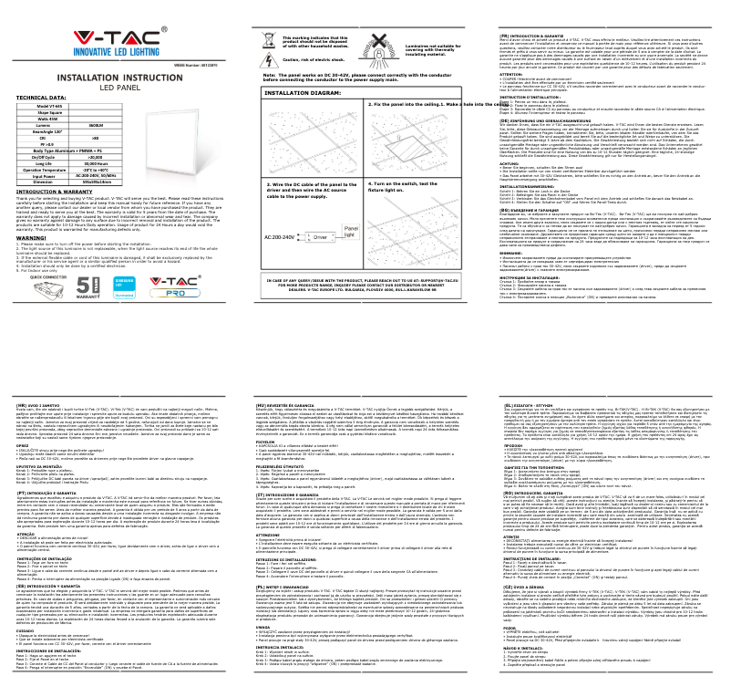Page 1 de la notice Manuel utilisateur V-TAC VT-645