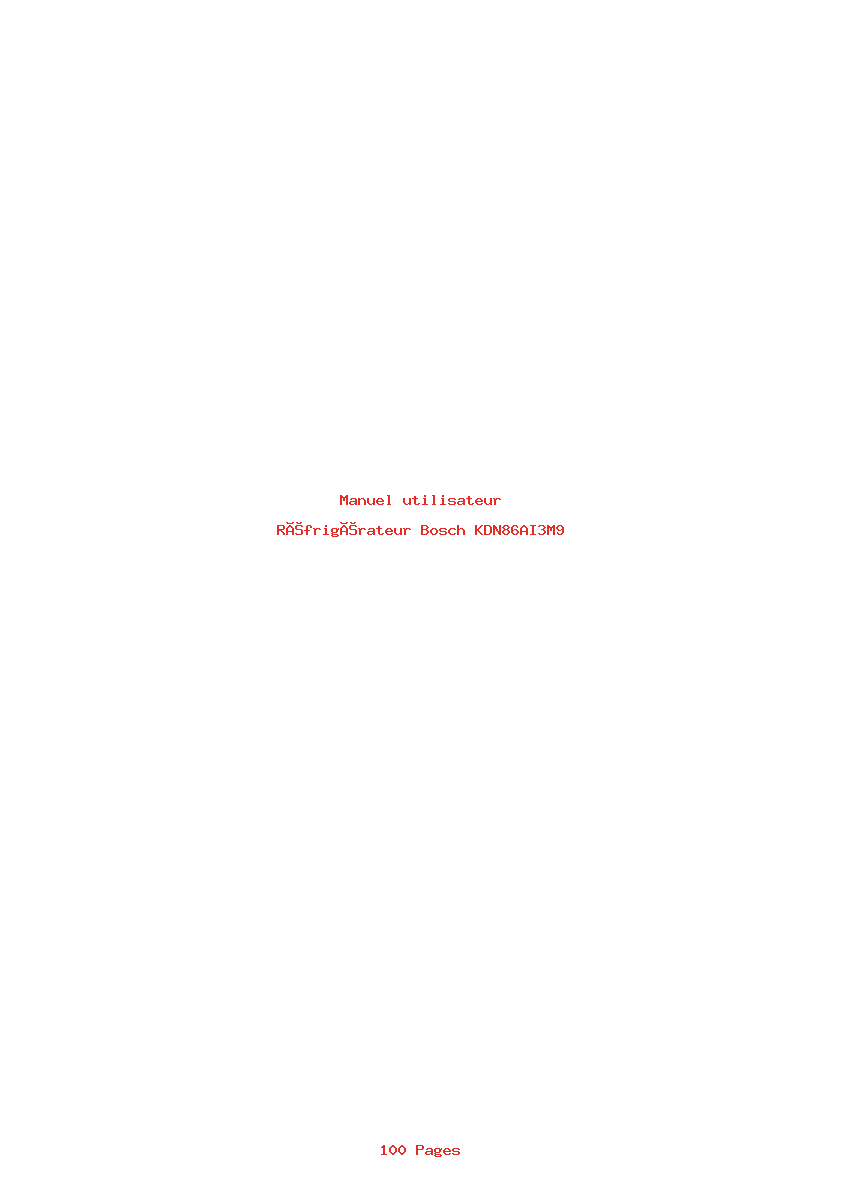 Page 1 de la notice Manuel utilisateur Bosch KDN86AI3M9