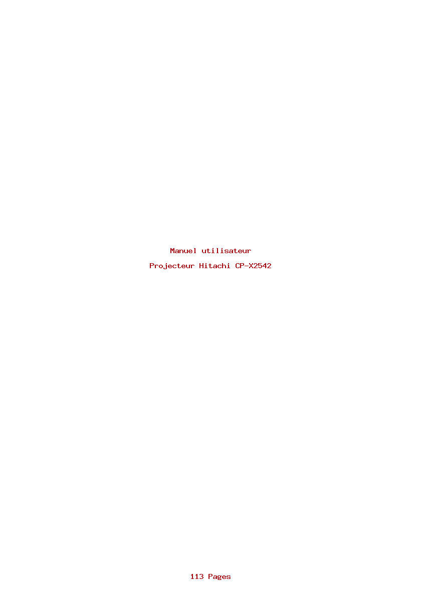 Page 1 de la notice Manuel utilisateur Hitachi CP-X2542