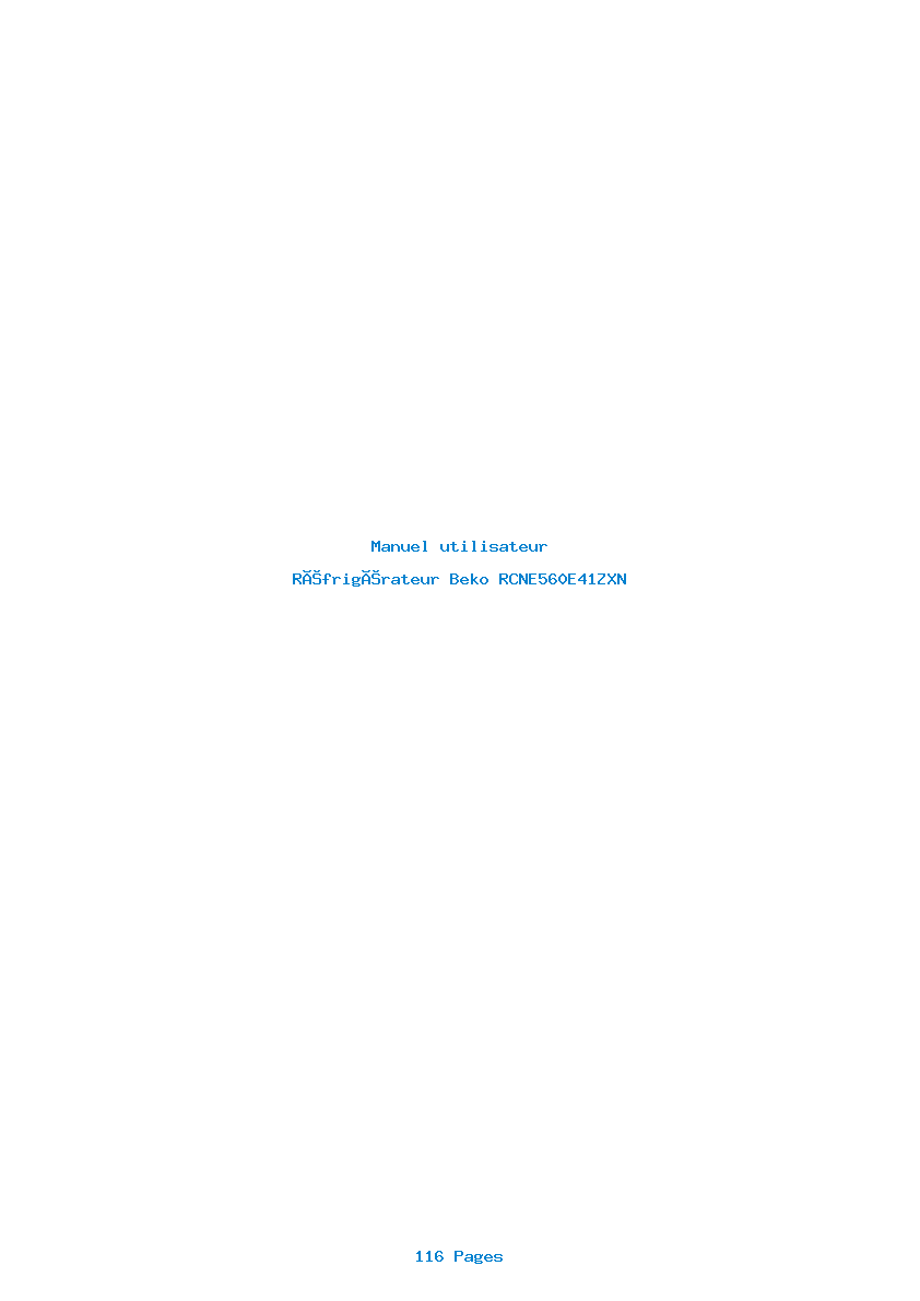 Page 1 de la notice Manuel utilisateur Beko RCNE560E41ZXN