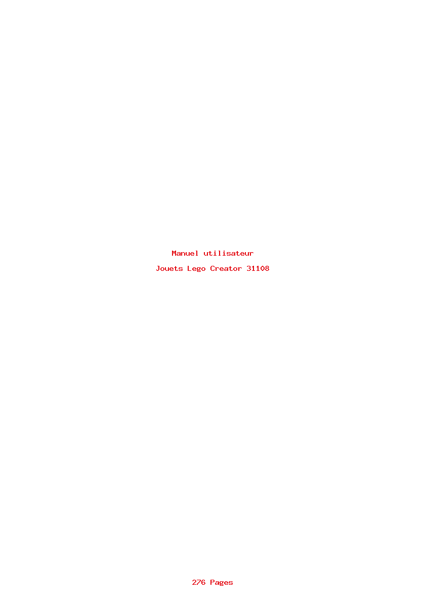 Page 1 de la notice Manuel utilisateur Lego Creator 31108