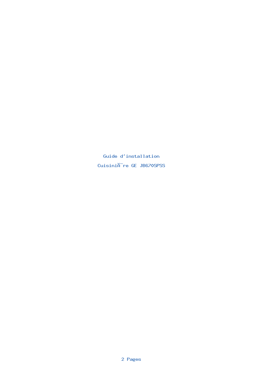Page 1 de la notice Guide d'installation GE JB670SPSS