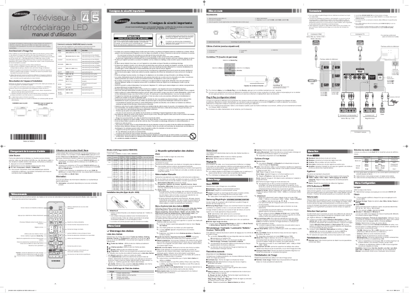 Page 1 de la notice Manuel utilisateur Samsung UA28F4000AR