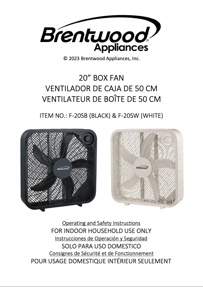 Page 1 de la notice Manuel utilisateur Brentwood F-20SW