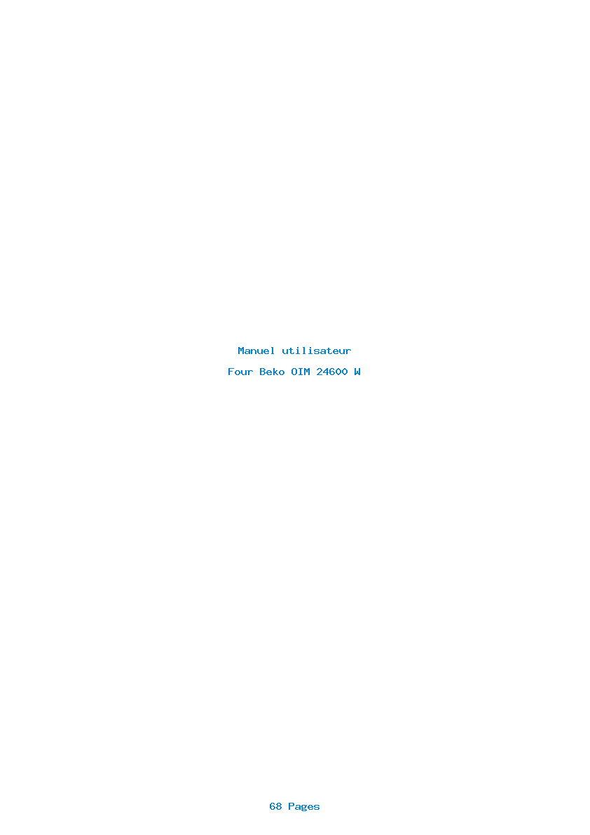 Page 1 de la notice Manuel utilisateur Beko OIM 24600 W